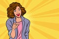 Gesture business woman smile and pointing finger at you Royalty Free Stock Photo