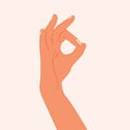 Gesture for delicious food. Hand Showing Zero, Okay, Perfect vector illustration