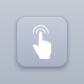 Gesture double click, gray vector button with white icon