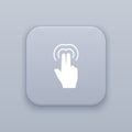 Gesture double click with two fingers gray vector button with white icon