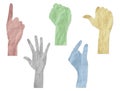 Gesture hands recycled paper craft stick