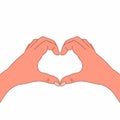 Gesture with hands in the shape of a heart, isolated human hands, bent fingers sign of love Royalty Free Stock Photo