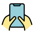 Gesture holding phone icon vector flat Royalty Free Stock Photo