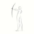 Gesture of Male Archer Black and White Line Art