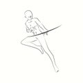 Gesture of Male Archer Black and White Line Art