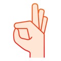 Gesture okay flat icon. Ok hand gesture vector illustration isolated on white. Yes symbol gradient style design Royalty Free Stock Photo