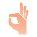 Gesture okay flat icon. Ok hand gesture vector illustration isolated on white. Yes symbol gradient style design Royalty Free Stock Photo
