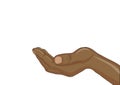 Gesture open palm. Black women Hand gives or receives. Vector