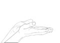 Gesture open palms. Two Hand gives or receives. Contour graphic