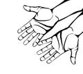 Gesture open palms. Two Hand gives or receives. Contour graphic style