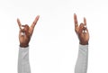 hands of african american woman showing rock sign Royalty Free Stock Photo