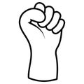 Gesture raised fist solidarity, icon symbol of support, unity, resistance