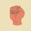 Clenched fist gesture symbol, rising up signs