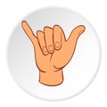 Gesture shaka icon, cartoon style