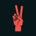 Gesture. Stylized hand in the form of V letter. Victory. Icon. Vector.