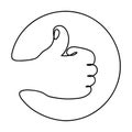 The gesture Thumb Up in circle. Sign good, emblem positive rating. Hand drawing in one continuous line style. Vector