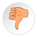 Gesture thumbs down icon, cartoon style