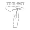 Gesture of a time out.Basketball single icon in outline style vector symbol stock illustration web.