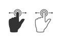 Gesture touch slide vector line icon set, Gesture slide icon