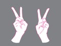 Gesture. V sign by hands.