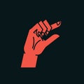Gesture. Zero. A little bit sign. Stylized hand with index and thumb making circle. Icon. Vector.