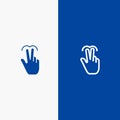 Gestures, Hand, Mobile, Touch, Tab Line and Glyph Solid icon Blue banner Line and Glyph Solid icon Blue banner Royalty Free Stock Photo
