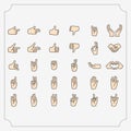 Gestures line icon set. Gesturing isolated sign pack. Gestures concept