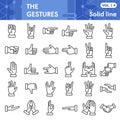 Gestures line icon set, Human hand signals symbols collection or sketches. Finger signs for web, linear style pictogram