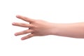 Gestures. One person's hand shows four fingers. Account concept 1,2,3,4,5 Royalty Free Stock Photo