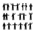 Gestures of people icons, stick figure pictogram man, isolated human Royalty Free Stock Photo