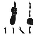 Gestures and their meaning black icons in set collection for design.Emotional part of communication vector symbol stock Royalty Free Stock Photo