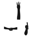Gestures and their meaning black icons in set collection for design.Emotional part of communication vector symbol stock Royalty Free Stock Photo