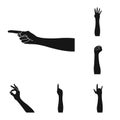 Gestures and their meaning black icons in set collection for design.Emotional part of communication vector symbol stock Royalty Free Stock Photo