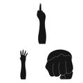 Gestures and their meaning black icons in set collection for design.Emotional part of communication vector symbol stock Royalty Free Stock Photo