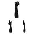 Gestures and their meaning black icons in set collection for design.Emotional part of communication vector symbol stock Royalty Free Stock Photo