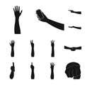 Gestures and their meaning black icons in set collection for design.Emotional part of communication vector symbol stock Royalty Free Stock Photo