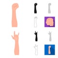 Gestures and their meaning cartoon,black,flat,monochrome,outline icons in set collection for design.Emotional part of