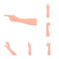 Gestures and their meaning cartoon icons in set collection for design.Emotional part of communication vector symbol