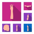 Gestures and their meaning flat icons in set collection for design.Emotional part of communication vector symbol stock Royalty Free Stock Photo