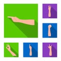 Gestures and their meaning flat icons in set collection for design.Emotional part of communication vector symbol stock Royalty Free Stock Photo