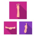 Gestures and their meaning flat icons in set collection for design.Emotional part of communication vector symbol stock Royalty Free Stock Photo