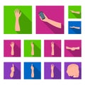 Gestures and their meaning flat icons in set collection for design.Emotional part of communication vector symbol stock Royalty Free Stock Photo