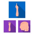 Gestures and their meaning flat icons in set collection for design.Emotional part of communication vector symbol stock Royalty Free Stock Photo