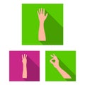 Gestures and their meaning flat icons in set collection for design.Emotional part of communication vector symbol stock Royalty Free Stock Photo