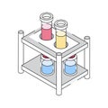 Get this amazing isometric outline icon showing lab vial rack