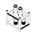 Get this amazing isometric outline icon showing lab vial rack