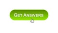 Get answers web interface button clicked with mouse cursor, green color, design Royalty Free Stock Photo
