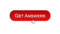 Get answers web interface button clicked with mouse cursor, red color, design Royalty Free Stock Photo