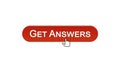 Get answers web interface button clicked with mouse cursor, wine red, design Royalty Free Stock Photo