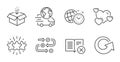 Get box, Time management and Heart icons set. Reload, Reject book and Delivery service signs. Vector